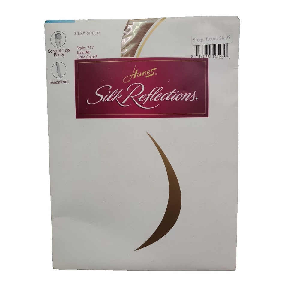 Hanes Silk Reflections Pantyhose Size AB Control-Top Little Color Sandalfoot NEW
